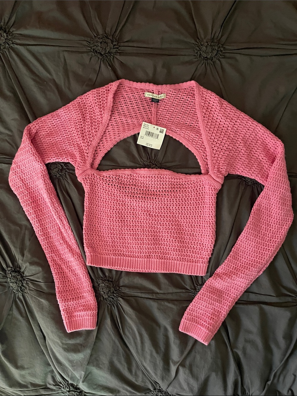 American Eagle Outfitters Pink Knit Cutout Crop Top
